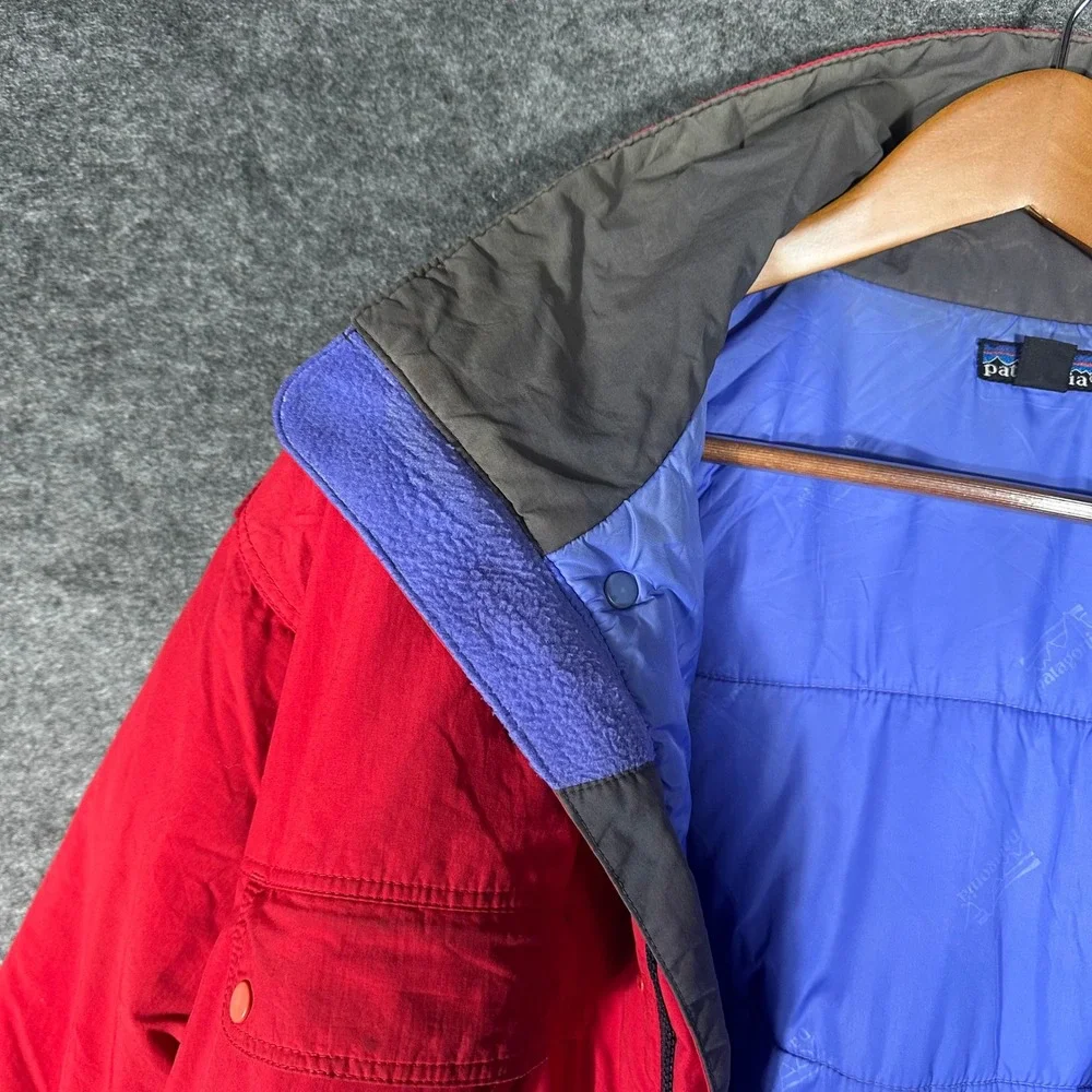 Patagonia Red Hooded Ski‎ Jacket Large Men's Winter Coat *Broken Zipper